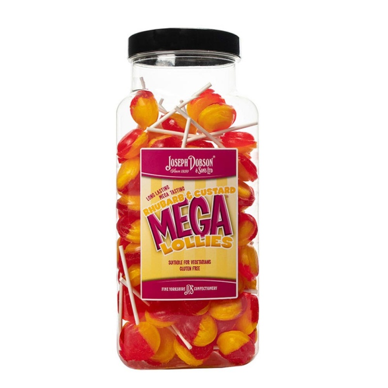 Rhubarb & Custard Mega Lolly Pick & Mix Sweets Joseph Dobson 100g (5 Lollies Pack)